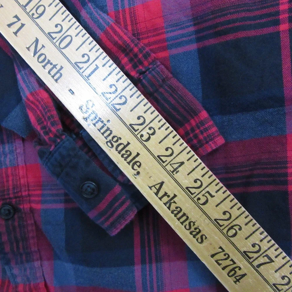 Banana‎ Republic Mens Button Up Shirt M Red Blue Luxe Flannel Grant Fit